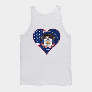 State of Utah Flag and American Flag Fusion Design Tank Top